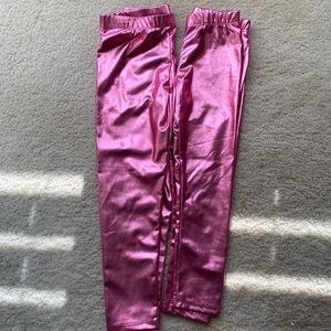 Twin girls split size metallic pink leggings